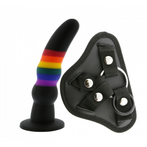 Страпон женский радужный COLOURFUL LOVE STRAP ON SOLID DILDO
