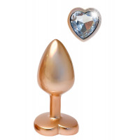 Dream toys | Алюминиевая анальная пробка золотистая Dream Toys Gleaming Love с декоративным белым камнем, S. Цена 675 грн