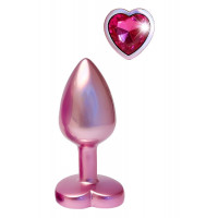Dream toys | Анальная пробка розовая Dream Toys Gleaming Love с декоративным камнем в виде сердца, S. Ціна 674 грн