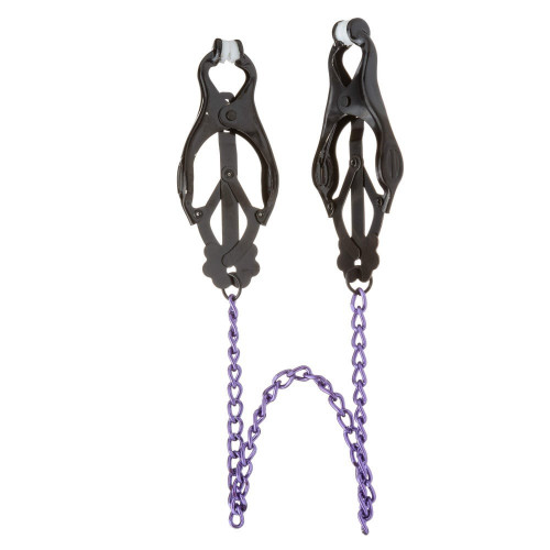 DS Fetish | Черные зажимы на соски клевер DS Fetish с фиолетовой цепочкой. Цена: 495 грн DS Fetish | Черные зажимы на соски клевер DS Fetish с фиолетовой цепочкой. Цена: 495 грн