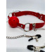 DS Fetish | Кляп DS Fetish Ball gag with nipple clamps red. Ціна 608 грн. Фото: 3