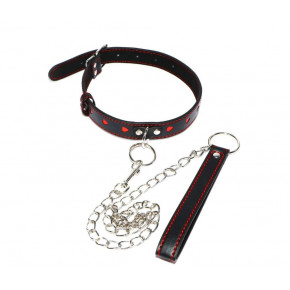 DS Fetish | Ошейник с поводком DS Fetish Collar with heart leash black. Ціна: 550 грн