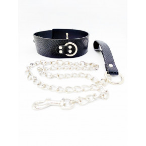 DS Fetish | Ошейник с поводком DS Fetish snake skin под кожу змеи черный. Цена: 595 грн