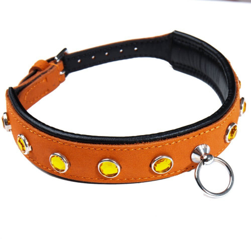 DS Fetish | Ошейник со стразами тонкий DS Fetish кожаный, оранжевый (Голландия). Ціна 378 грн DS Fetish | Ошейник со стразами тонкий DS Fetish кожаный, оранжевый (Голландия). Ціна 378 грн