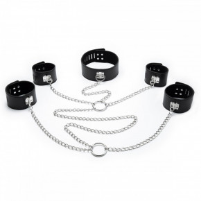 DS Fetish | Система фиксации DS Fetish Neck collar and hogtie restraints with chain черная. Цена: 1 995 грн