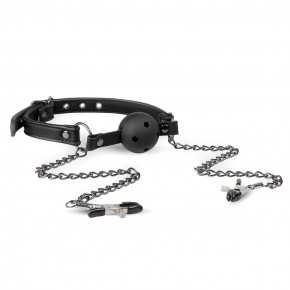 EasyToys | Кляп Open Ball Gag With Nipple Clamps. Ціна: 1450 грн