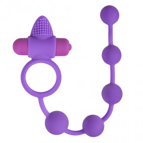 EasyToys | Эрекционное кольцо Triple Pleasure с анальной цепочкой, фиолетовое. Цена: 1 050 грн
