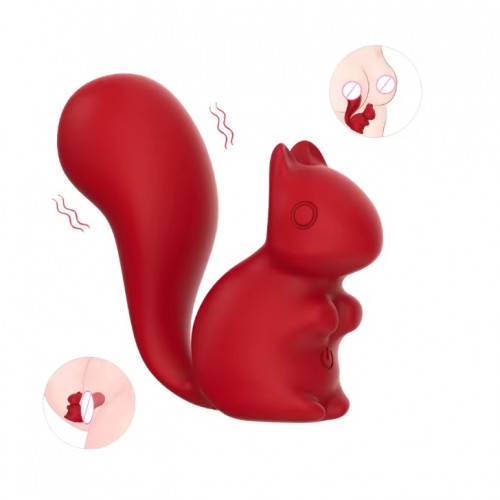 Every Night Toys | Мини-вибратор клиторальный Every Night Toys Debbie в форме белочки красный, 10 режимов вибрации. Цена 1 032 грн. Фото: 1