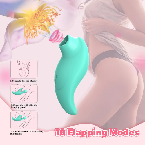 Every Night Toys | Вибратор с клиторальным стимулятором с язычком Every Night Toys Jen, зелёный, 10 режимов вибрации. Цена 1 014 грн. Фото: 6