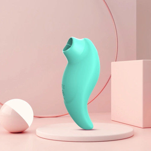 Every Night Toys | Вибратор с клиторальным стимулятором с язычком Every Night Toys Jen, зелёный, 10 режимов вибрации. Цена 1 014 грн. Фото: 1