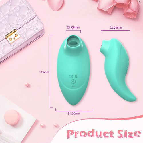 Every Night Toys | Вибратор с клиторальным стимулятором с язычком Every Night Toys Jen, зелёный, 10 режимов вибрации. Цена 1 014 грн. Фото: 7