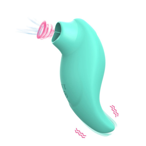 Every Night Toys | Вибратор с клиторальным стимулятором с язычком Every Night Toys Jen, зелёный, 10 режимов вибрации. Цена 1 014 грн