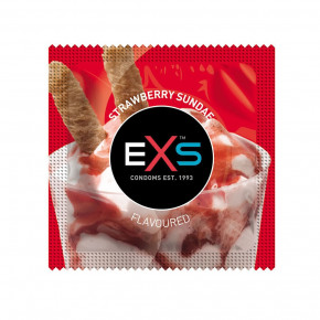 EXS | Презерватив EXS со вкусом клубники Flavoured strawberry sundae Веган за 1 шт.. Ціна: 175 грн