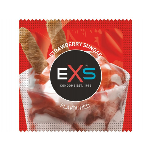 EXS | Презерватив со вкусом клубничного мороженого EXS Flavoured Strawberry, веганские (цена за 5 шт.). Ціна 175 грн
