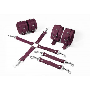 Feral Feelings | Набор Feral Feelings BDSM Kit 3 Burgundy, наручники, поножи, коннектор. Цена: 2 199 грн