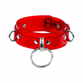 Feral Feelings | Ошейник для фиксации Feral Feelings - D-Rings Red Trasparent. Цена: 629 грн