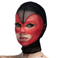 Feral Feelings | Маска сердце сетка с открытым ртом и глазами Feral Feelings - Hearts Mask Black/Red. Цена 679 грн