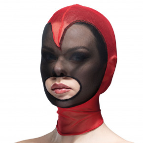 Feral Feelings | Маска сердце сетка с открытым ртом Feral Feelings - Hearts Mask Red/Black. Цена: 799 грн