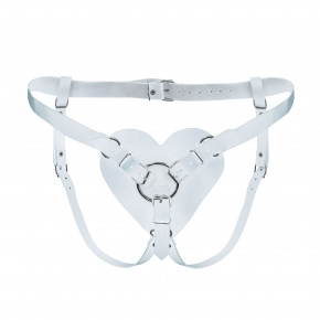 Feral Feelings | Трусики Сердце для страпона из натуральной кожи Feral Feelings - Hearts Strap-on Belt White. Цена: 866 грн