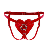 Feral Feelings | Трусики Сердце для страпона из натуральной кожи Feral Feelings - Hearts Strap-on Belt Red. Ціна 866 грн