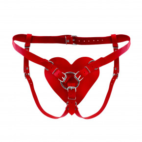 Feral Feelings | Трусики Сердце для страпона из натуральной кожи Feral Feelings - Hearts Strap-on Belt Red. Цена: 866 грн
