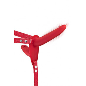 Fetish Tentation | Двойной страпон с вибрацией Fetish Tentation Vibrating Strap-On with Double Dildo Red. Цена: 2 081 грн