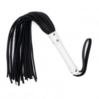 Батіг Flirty, еко-шкіра зі шкіряною ручкою, чорний/білий, 60 см Батіг Flirty, еко-шкіра зі шкіряною ручкою, чорний/білий, 60 см