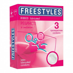 FREESTYLES | Презервативы ребристые латекс 0.06 мм 3шт, FREESTYLES со смазкой. Цена: 80 грн