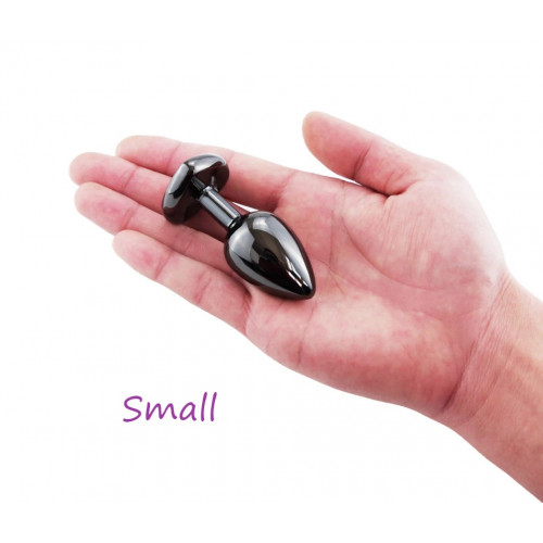 Funny Steel | Анальная металлическая пробка черная Funny Steel с разноцветным камнем в форме сердца, S. Цена 495 грн. Фото: 3