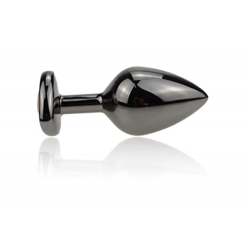 Funny Steel | Анальная металлическая пробка черная Funny Steel с разноцветным камнем в форме сердца, S. Цена 495 грн. Фото: 4