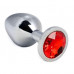 Funny Steel | Анальная пробка металлическая серебристая Funny Steel с красным камнем, S. Ціна 350 грн. Фото: 1