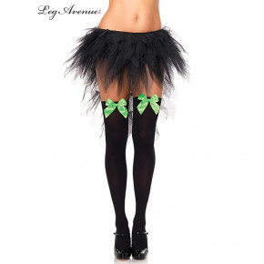 Leg Avenue | Черные чулки с зеленым бантом Leg Avenue. Ціна: 450 грн