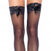 Leg Avenue | Панчохи з мереживом та бантом Leg Avenue One Size Bunny Sheer Thigh High, чорні. Ціна 585 грн. Фото: 1
