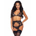 Leg Avenue | Сексуальний комплект мереживний з поясом для панчіх, зі стразами Leg Avenue Rhinestone чорний. Ціна 2379 грн. Фото: 5