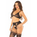 Leg Avenue | Комплект Leg Avenue Bra Top, String and Garter Belt Stockings One Size, Black. Цена 1 469 грн. Фото: 3