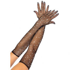 Leg Avenue | Длинные перчатки в сеточку со стразами Leg Avenue, черные. Цена: 799 грн