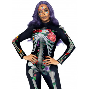 Leg Avenue | Комбинезон скелет с цветочным принтом Leg Avenue Floral skeleton catsuit S. Цена: 3 570 грн