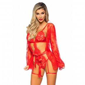 Leg Avenue | Комплект белья с кружевным халатом Leg Avenue, красный. Ціна: 3250 грн