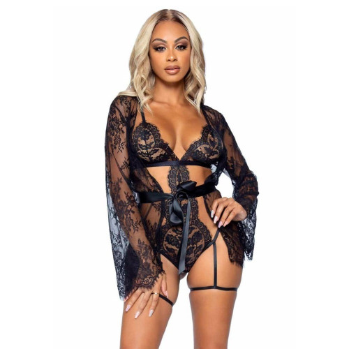 Leg Avenue | Кружевные боди и халат Leg Avenue, черный. Ціна 3250 грн Leg Avenue | Кружевные боди и халат Leg Avenue, черный. Ціна 3250 грн