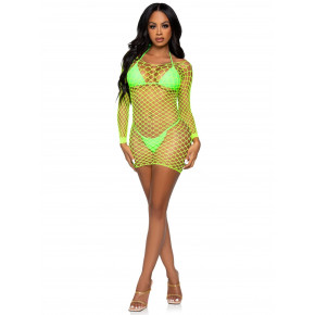 Мини-платье в крупную сетку Leg Avenue, желтое