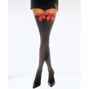 Leg Avenue | Непрозрачные высокие черные чулки с красным бантом Leg Avenue. Ціна: 450 грн