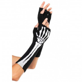 Leg Avenue | Перчатки без пальцев Leg Avenue Skeleton Fingerless Gloves, черные, O/S. Цена: 1 199 грн