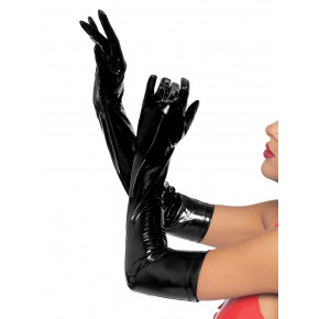 Leg Avenue | Перчатки сексуальные размера S Stretchy Vinyl Opera Length Gloves от Leg Avenue, виниловые, черные. Цена: 1 550 грн