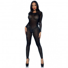 Leg Avenue | Полупрозрачный комбинезон Leg Avenue Rhinestone со стразами и вырезом на спине, черный, M. Ціна: 3654 грн