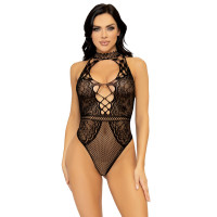 Leg Avenue | Leg Avenue Net and lace halter bodysuit OS Black. Цена 969 грн