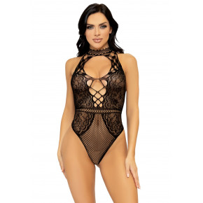 Leg Avenue | Leg Avenue Net and lace halter bodysuit OS Black. Ціна: 1029 грн