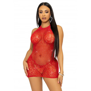Leg Avenue | Leg Avenue Rhinestone halter mini dress OS Red. Цена: 1 308 грн