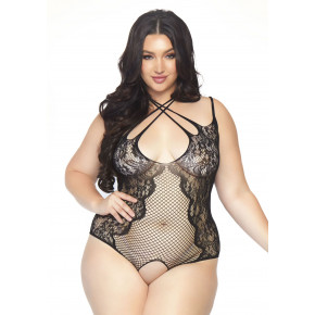 Leg Avenue | Leg Avenue Net and lace crotchless teddy Black 1X-2X. Ціна: 985 грн