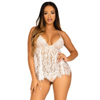 Leg Avenue | Пеньюар Leg Avenue Floral lace babydoll & string White M. Ціна 2189 грн