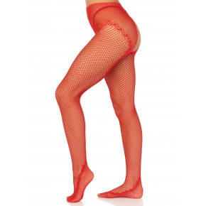 Leg Avenue | Чулки Leg Avenue Crotchless Net Tights with Heart Backseam Red One Size. Цена: 889 грн